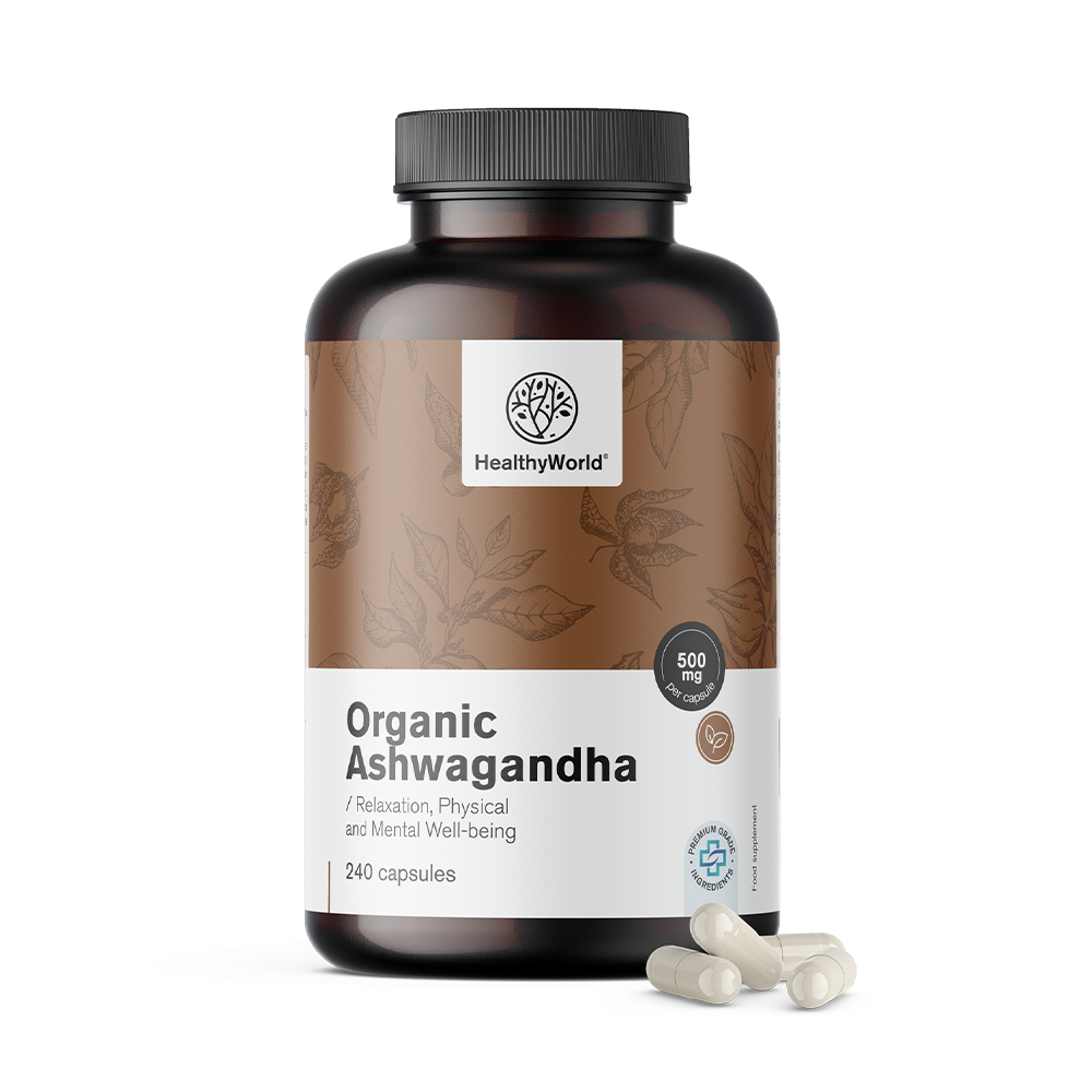 BIO Ašvaganda 500 mg v kapsulah ↔ Ašvaganda biologique 500 mg en capsules