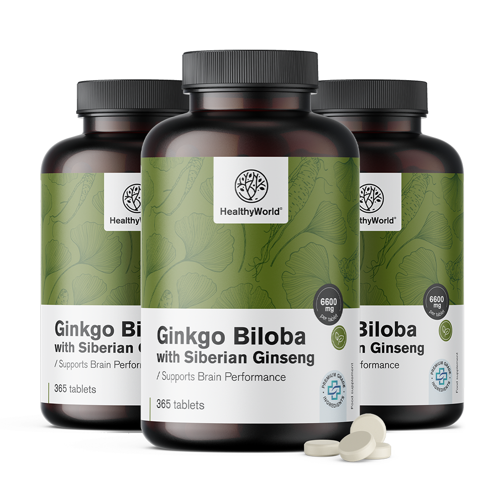 Ginkgo biloba avec ginseng sibérien 6600 mg
