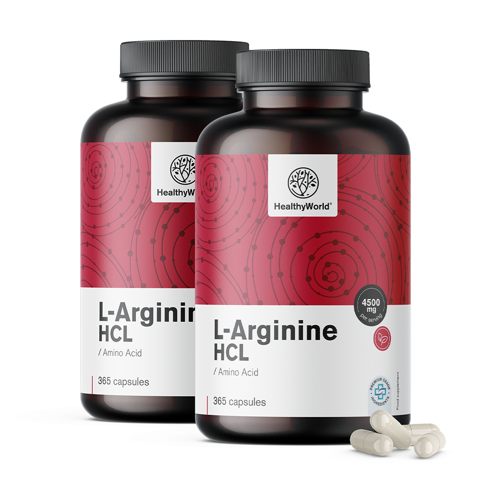 L-arginin 4500 mg v kapsulah translates to "L-arginine 4500 mg en capsules" in French.