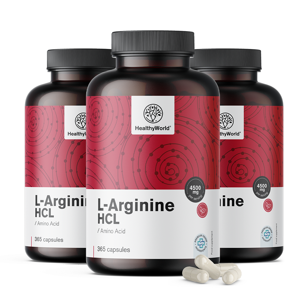 L-arginin 4500 mg v kapsulah translates to "L-arginine 4500 mg en capsules" in French.