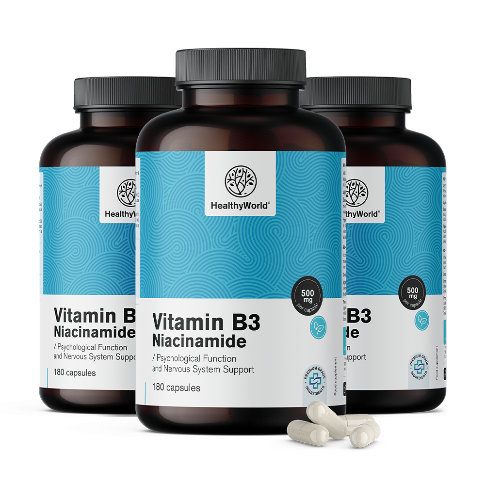 Vitamine B3 500 mg sous forme de capsules.
