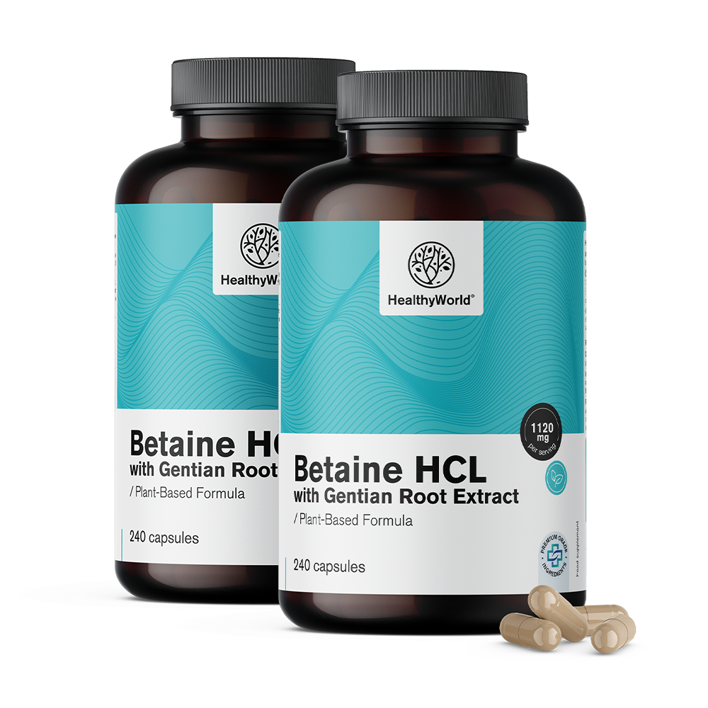 Betaine HCL 1120 mg avec gentiane.