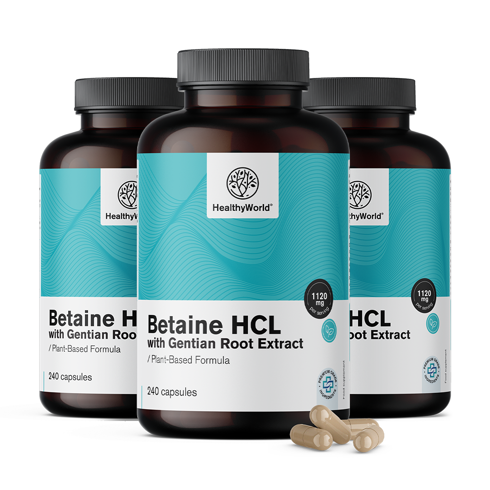 Betaine HCL 1120 mg avec gentiane.