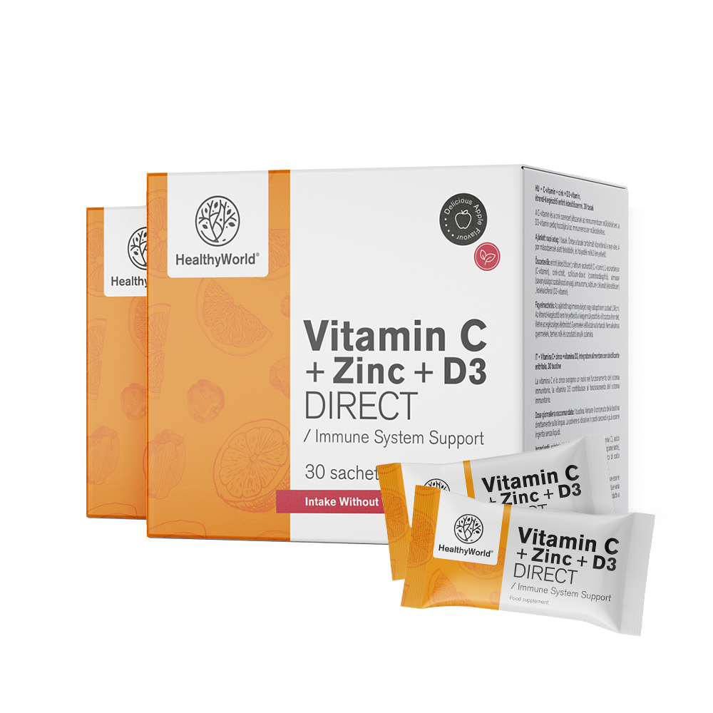 Vitamine C 500 + Zinc + D3 DIRECT avec saveur de pomme