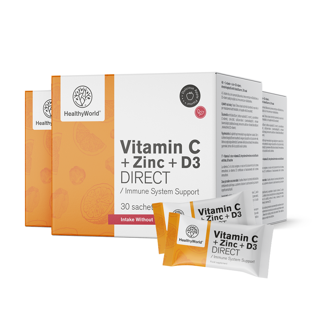 Vitamine C 500 + Zinc + D3 DIRECT avec saveur de pomme