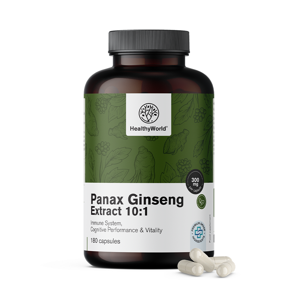 Panax Ginseng 300 mg - extrait de ginseng 10:1 en capsules.