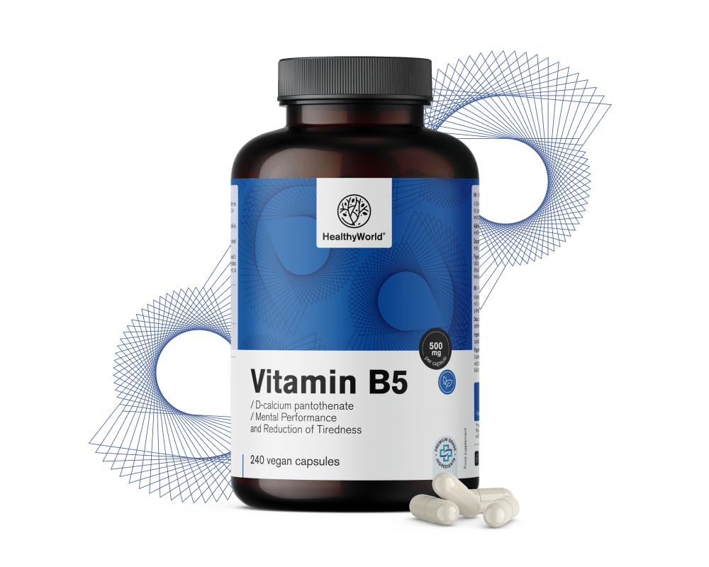 3x Vitamine B5 500 mg, ensemble 720 gélules - HealthyWorld.fr