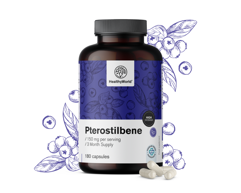 3x Ptérostilbène 150 mg, ensemble 540 gélules - HealthyWorld.fr